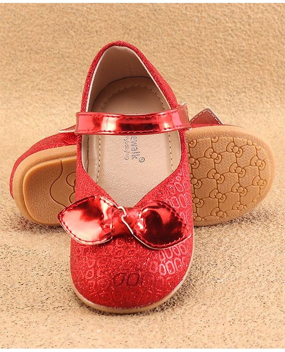Cute Walk by Babyhug Ballerina with Velcro Closure & Bow Applique - Red
