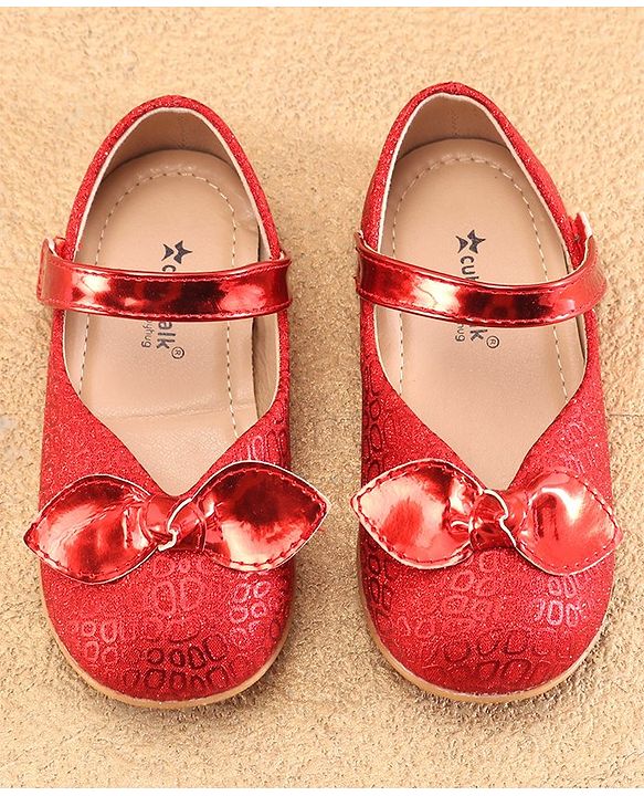 Cute Walk by Babyhug Ballerina with Velcro Closure & Bow Applique - Red