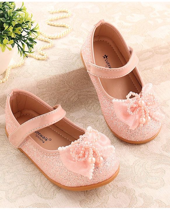 Cute Walk by Babyhug Ballerina with Velcro Closure & Bow Applique - Pink