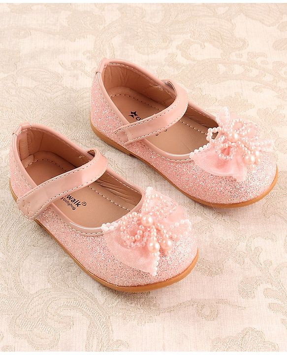 Cute Walk by Babyhug Ballerina with Velcro Closure & Bow Applique - Pink