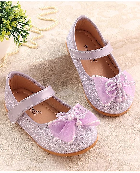 Cute Walk by Babyhug Ballerina with Velcro Closure & Bow Applique - Purple