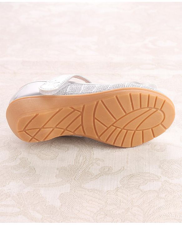 Cute Walk by Babyhug Ballerinas With Velcro Closure & Bow Applique - Silver