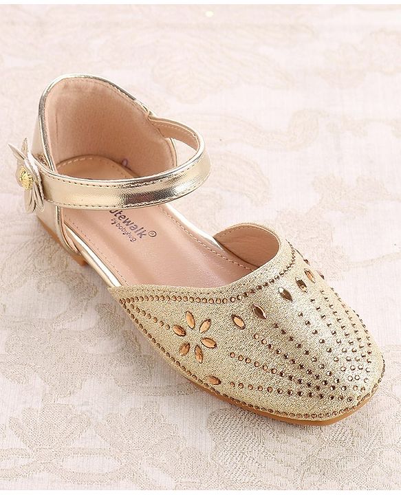 Cute Walk by Babyhug Ballerinas with Velcro Closure - Bow Applique - Golden