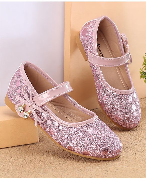 Cute Walk by Babyhug Ballerinas With Velcro Closure & Knot Applique - Pink