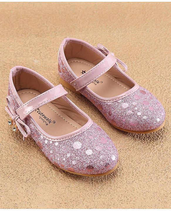 Cute Walk by Babyhug Ballerinas With Velcro Closure & Knot Applique - Pink
