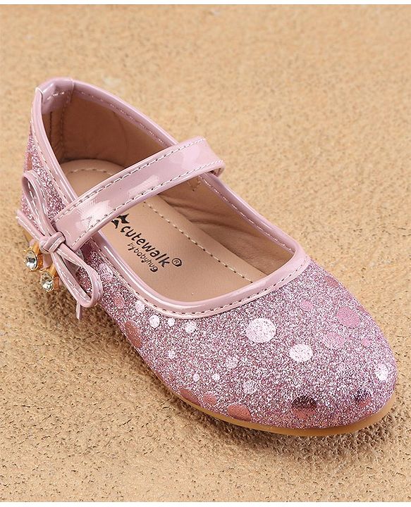 Cute Walk by Babyhug Ballerinas With Velcro Closure & Knot Applique - Pink