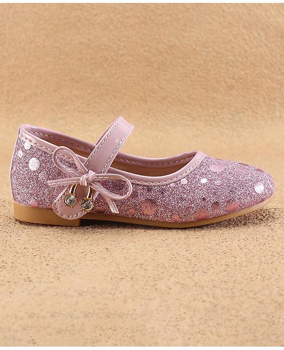 Cute Walk by Babyhug Ballerinas With Velcro Closure & Knot Applique - Pink