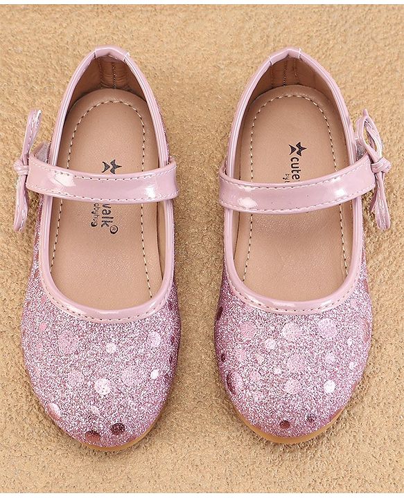 Cute Walk by Babyhug Ballerinas With Velcro Closure & Knot Applique - Pink