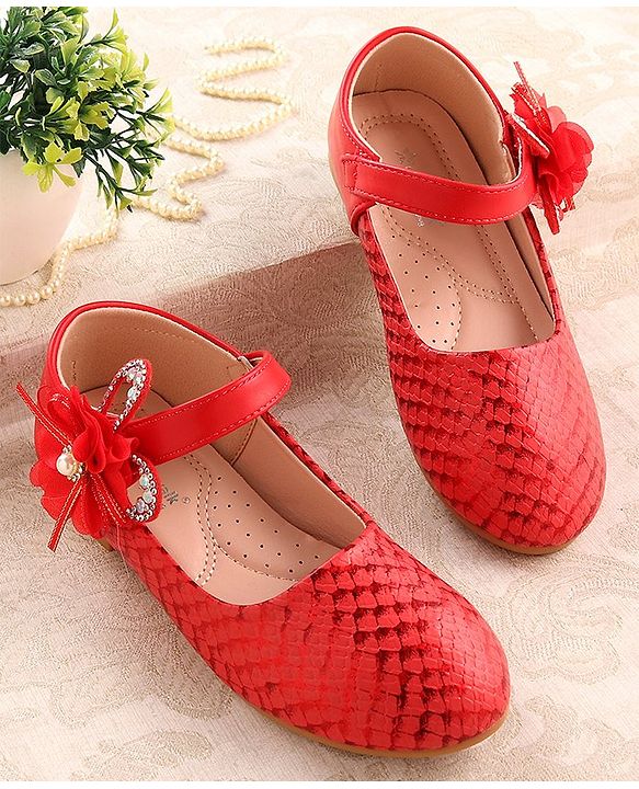 Cute Walk by Babyhug Ballerina Velcro Closure With Floral Applique- Red