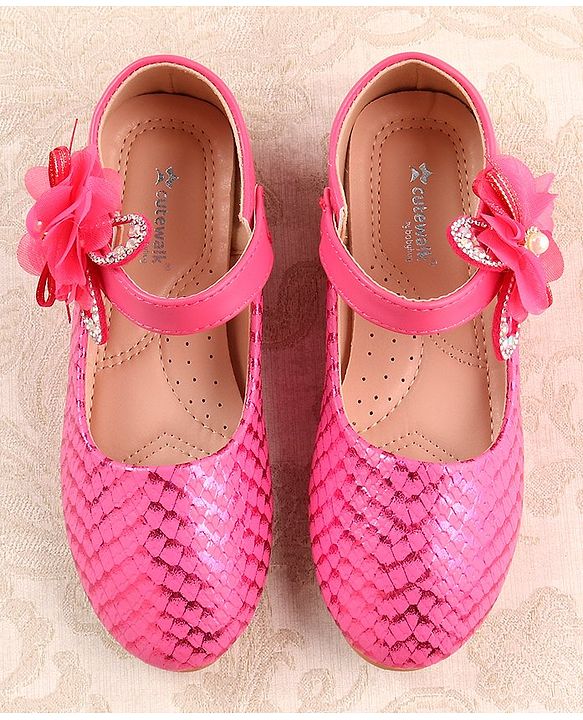 Cute Walk by Babyhug Ballerina Velcro Closure With Floral Applique- Red