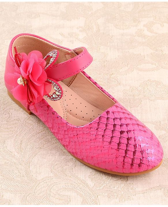 Cute Walk by Babyhug Ballerina Velcro Closure With Floral Applique- Red