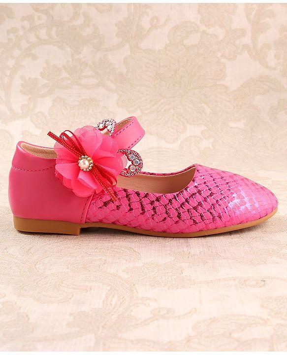 Cute Walk by Babyhug Ballerina Velcro Closure With Floral Applique- Red