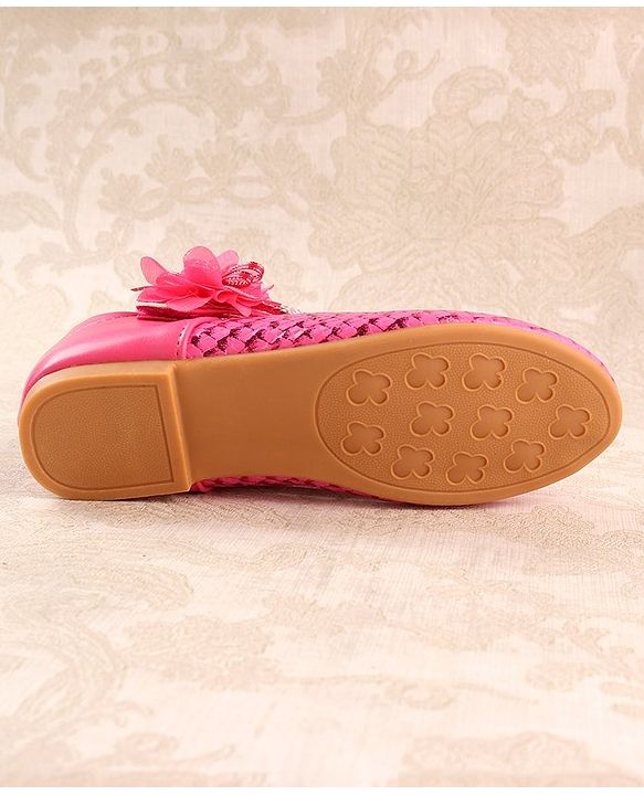 Cute Walk by Babyhug Ballerina Velcro Closure With Floral Applique- Red