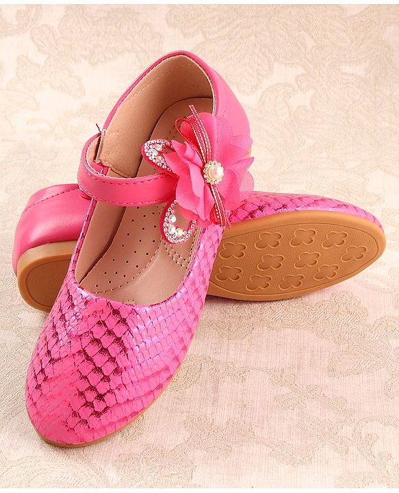 Cute Walk by Babyhug Ballerina Velcro Closure With Floral Applique- Red