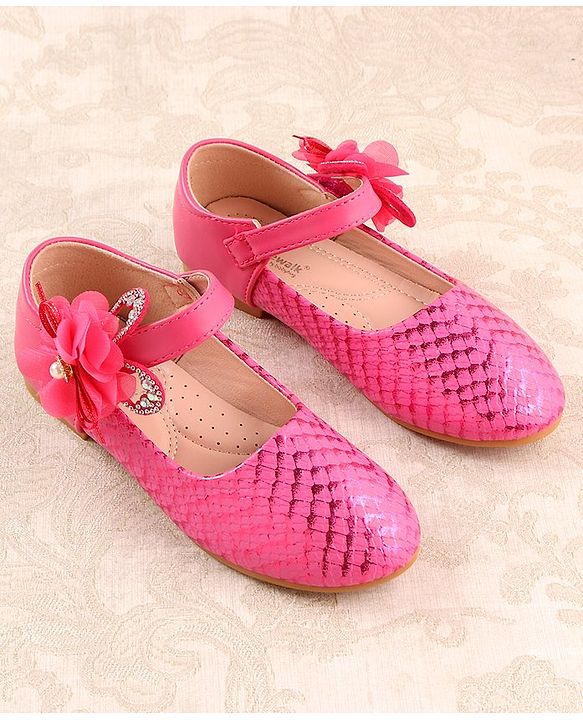 Cute Walk by Babyhug Ballerina Velcro Closure With Floral Applique- Red