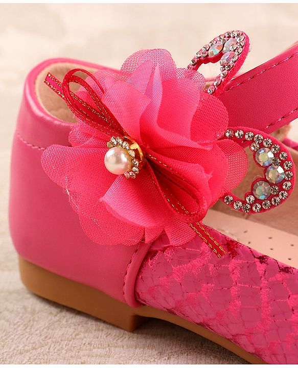 Cute Walk by Babyhug Ballerina Velcro Closure With Floral Applique- Red