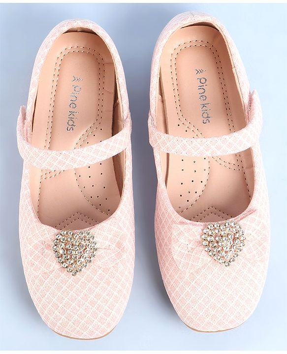 Pine Kids Ballerinas With Velcro Closure & Bow Applique - Pink