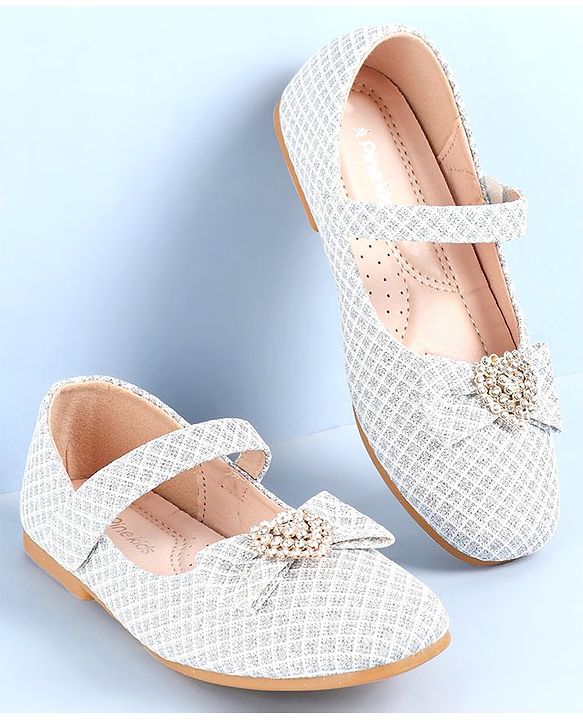 Pine Kids Ballerinas With Velcro Closure & Bow Applique - Pink