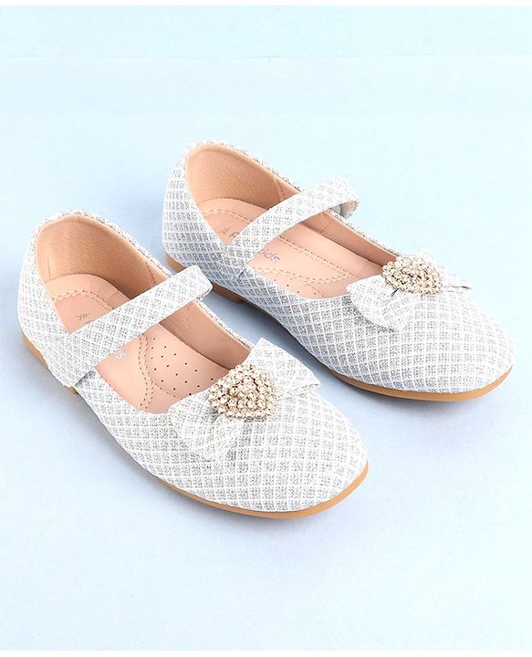 Pine Kids Ballerinas With Velcro Closure & Bow Applique - Pink