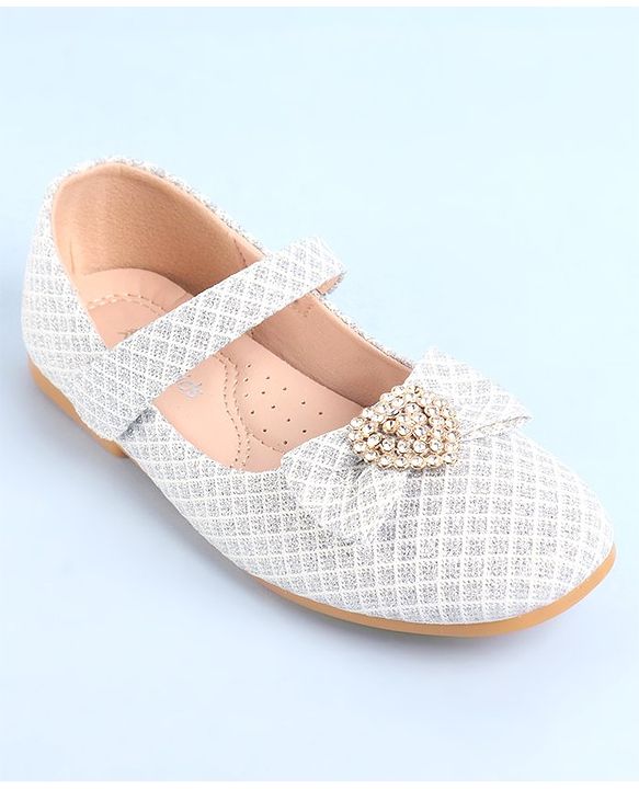 Pine Kids Ballerinas With Velcro Closure & Bow Applique - Pink