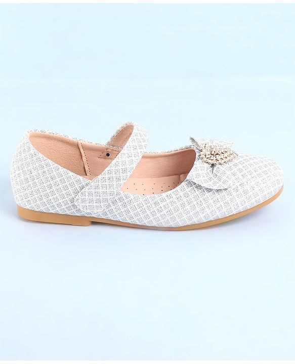 Pine Kids Ballerinas With Velcro Closure & Bow Applique - Pink