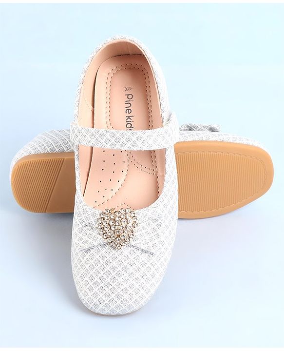 Pine Kids Ballerinas With Velcro Closure & Bow Applique - Pink