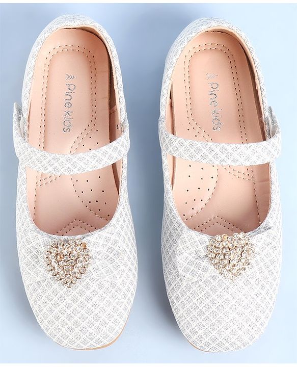 Pine Kids Ballerinas With Velcro Closure & Bow Applique - Pink
