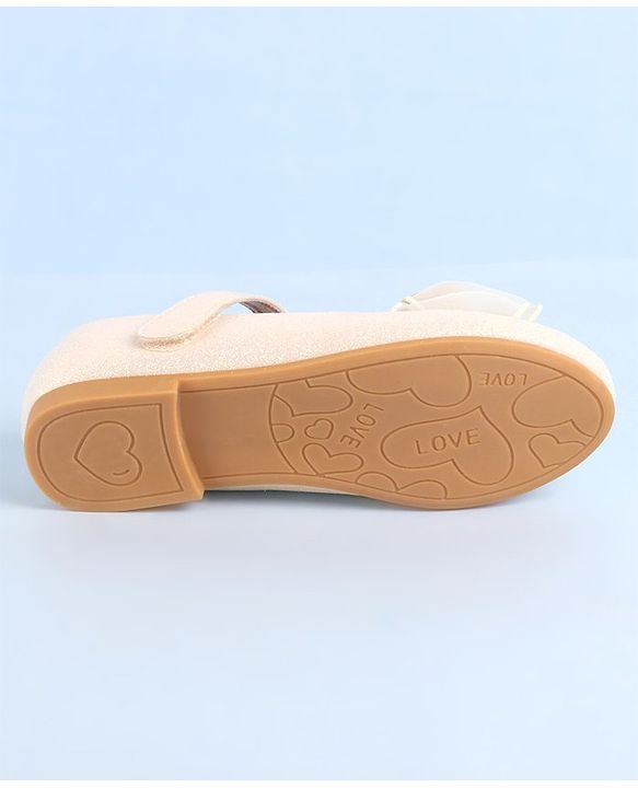 Pine Kids Ballerina with Velcro Closure  & Butterfly Applique - Beige