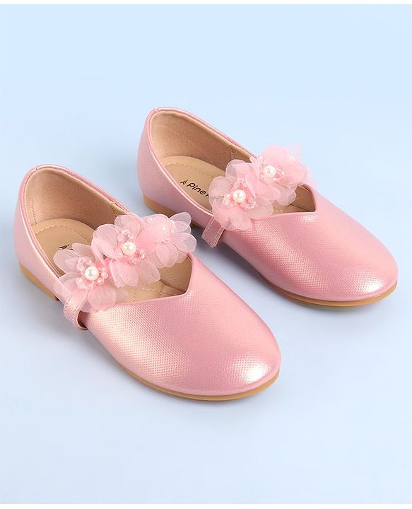 Pine Kids Slip On Ballerina with Corsage Applique -   Pink