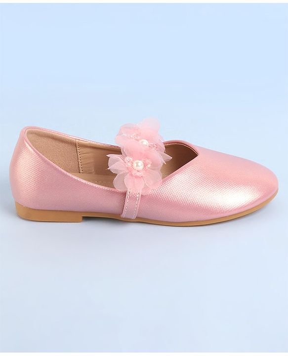 Pine Kids Slip On Ballerina with Corsage Applique -   Pink