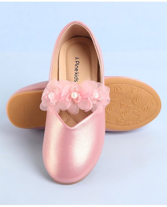 Pine Kids Slip On Ballerina with Corsage Applique -   Pink
