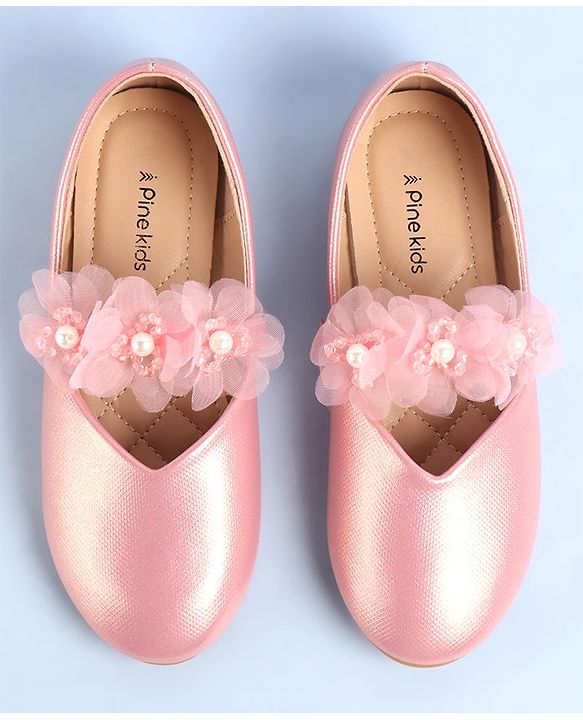Pine Kids Slip On Ballerina with Corsage Applique -   Pink
