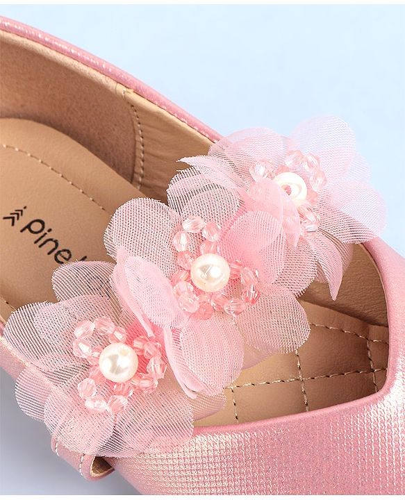 Pine Kids Slip On Ballerina with Corsage Applique -   Pink
