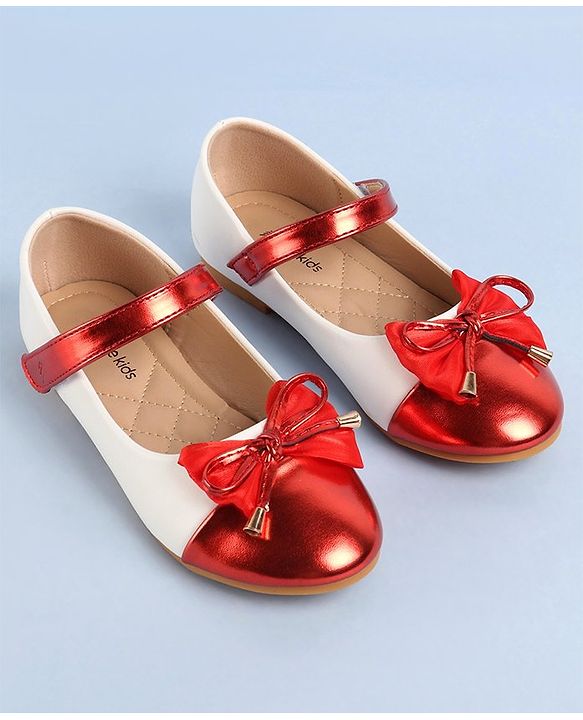 Pine Kids Velcro Closure Ballerina With Bow Applique- Red