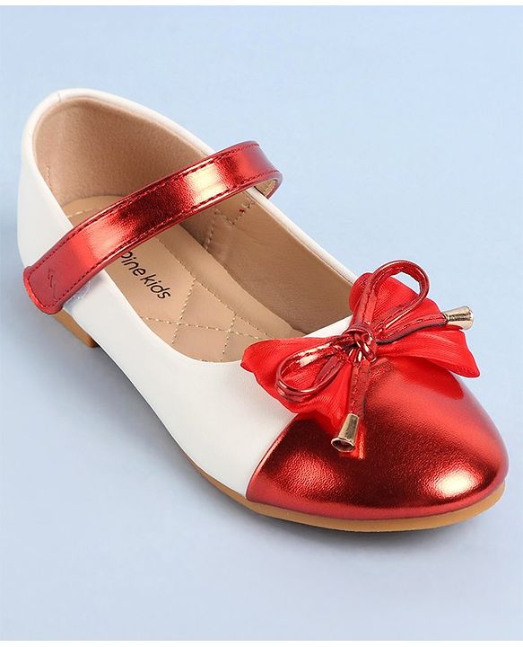 Pine Kids Velcro Closure Ballerina With Bow Applique- Red