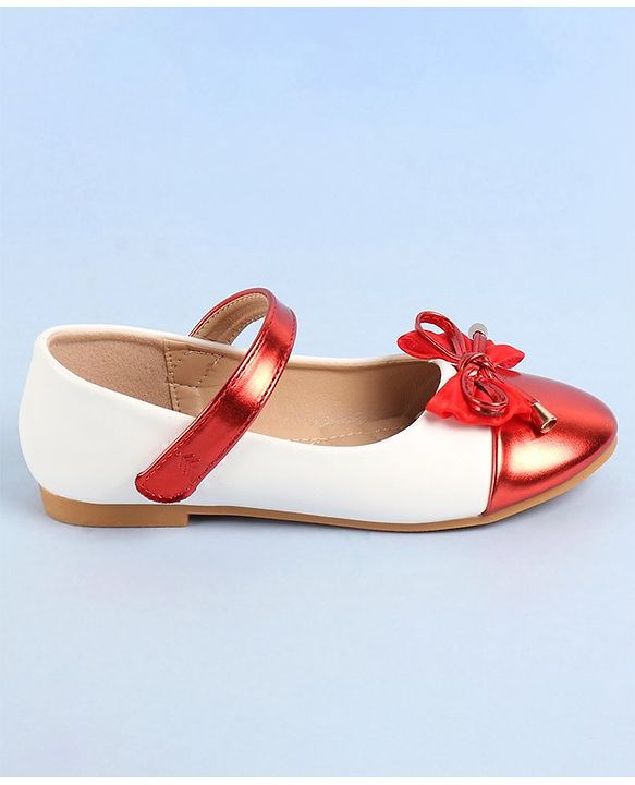 Pine Kids Velcro Closure Ballerina With Bow Applique- Red