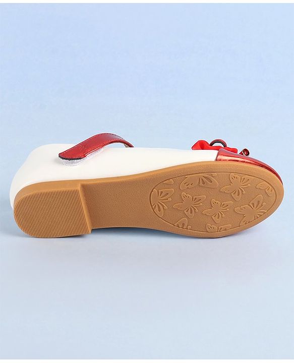 Pine Kids Velcro Closure Ballerina With Bow Applique- Red