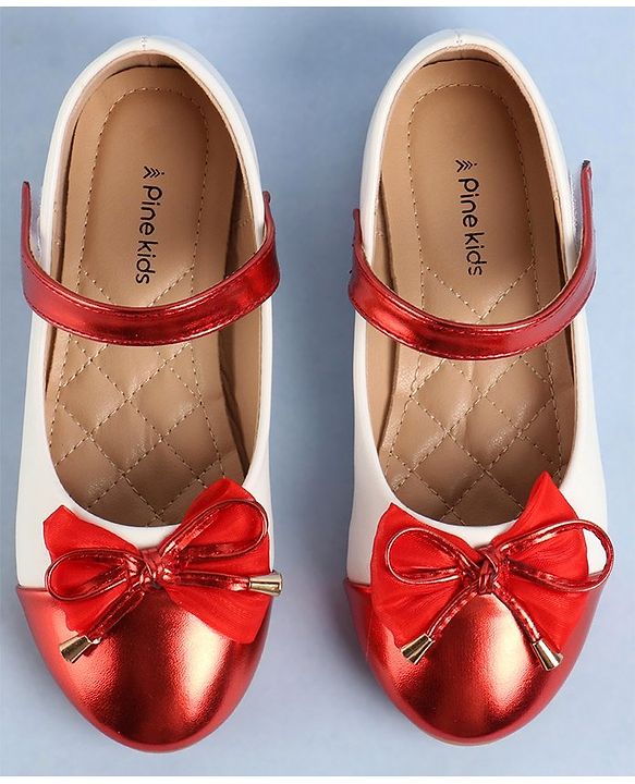 Pine Kids Velcro Closure Ballerina With Bow Applique- Red