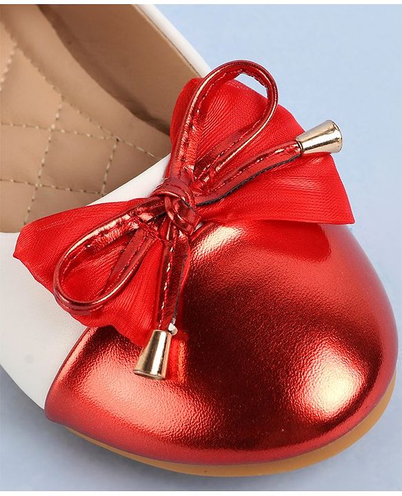 Pine Kids Velcro Closure Ballerina With Bow Applique- Red