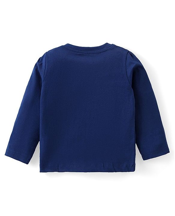 Babyhug Cotton Knit  Full Sleeves Deer & Floral Print Night Suit - Navy Blue