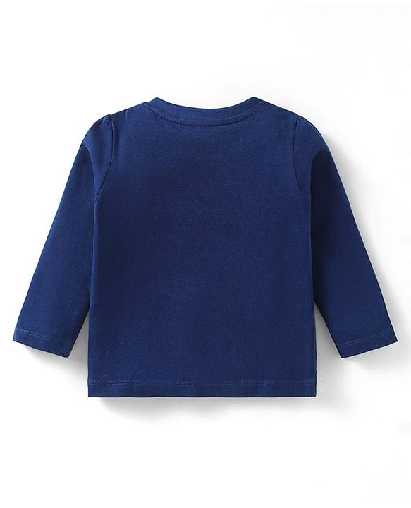 Babyhug Cotton Knit  Full Sleeves Deer & Floral Print Night Suit - Navy Blue
