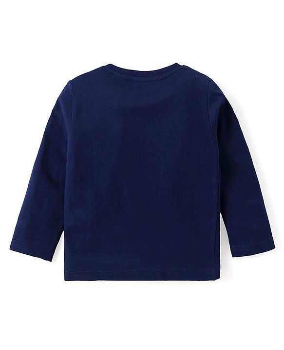 Babyhug Cotton Knit Full Sleeves Night Suit With Dinosaur Print - Navy