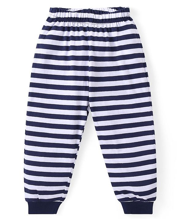 Babyhug Cotton Knit Full Sleeves Night Suit With Dinosaur Print - Navy