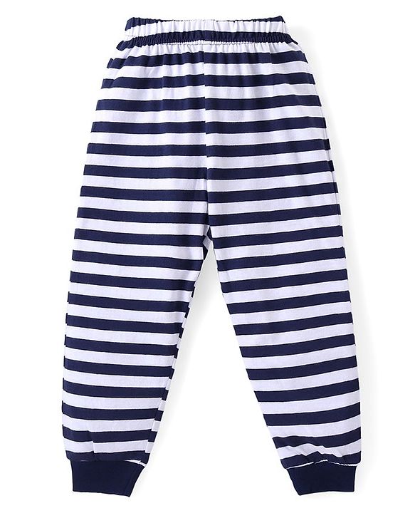 Babyhug Cotton Knit Full Sleeves Night Suit With Dinosaur Print - Navy