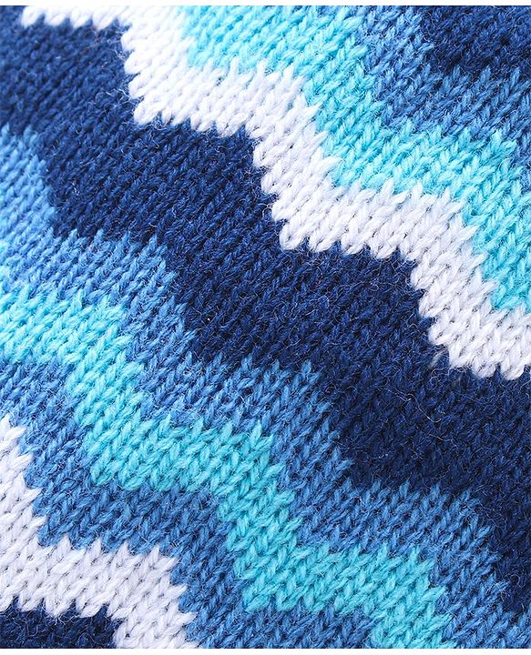 Babyhug Knitted Chevron Design Woollen Cap - Blue