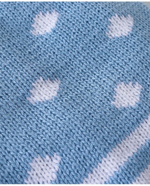 Babyhug Woolen Knitted Design Cap With Pom Pom - Blue