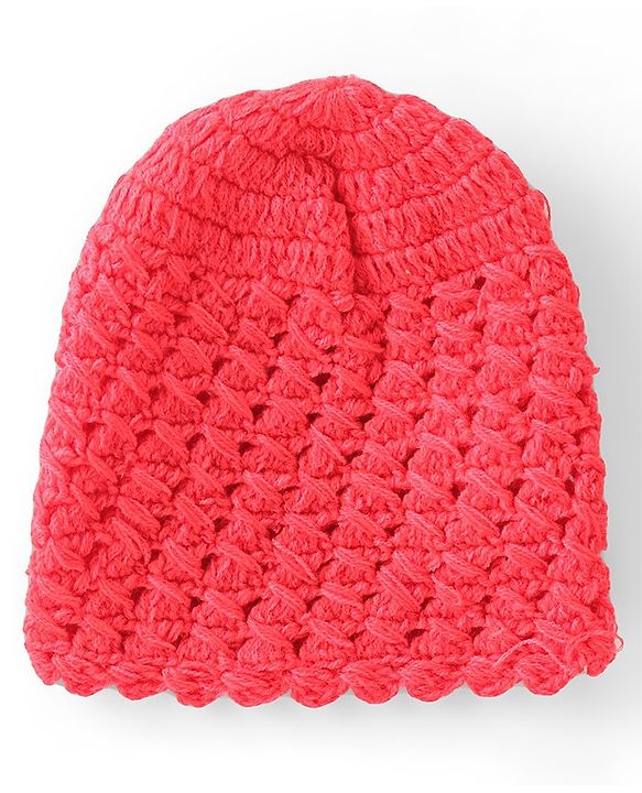 Babyhug Woollen Crochet Knitted Design Cap - Red