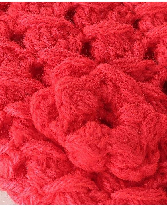 Babyhug Woollen Crochet Knitted Design Cap - Red