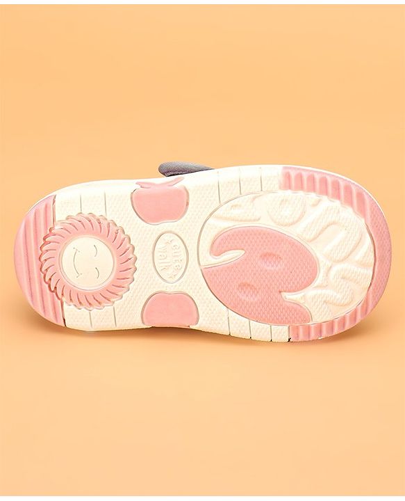Cute Walk by Babyhug Velcro Closure & Candy Applique Casual Shoes - Grey