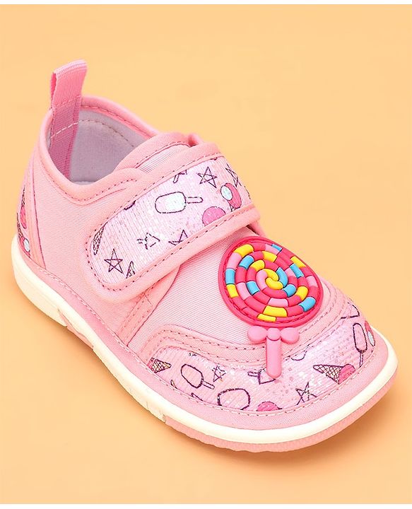 Cute Walk by Babyhug Velcro Closure & Candy Applique Casual Shoes - Pink